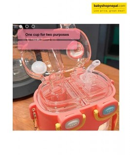 Giavos 530ml Cartoon Split-Compartment Water Bottle &ndash; Carry Water & Juice Together 2