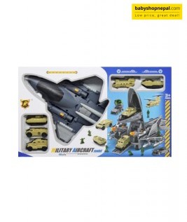 Military Airplane Toy for Kid - 2-in-1 Military Aircraft Playset for Girls, Boys, Fighter Jet with 7 Truck Vehicle Helicopter, Army Men, Car Kit for 4 5 6 7 8 Years Old 2
