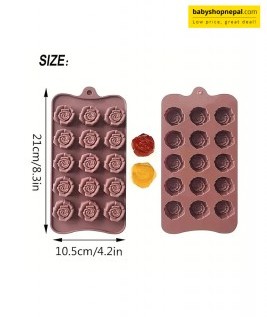 Silicone Mini Flower Shape Molds, 15 Cavity Rose Shaped Chocolate Moulds 7