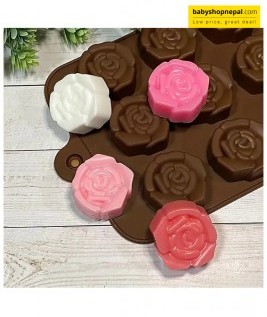 Silicone Mini Flower Shape Molds, 15 Cavity Rose Shaped Chocolate Moulds-2