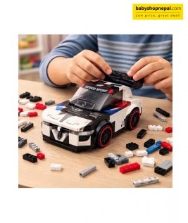 2-in-1 Transforming Building Block Toy &ndash; White Racing Car & Robot (211 Pieces) 2
