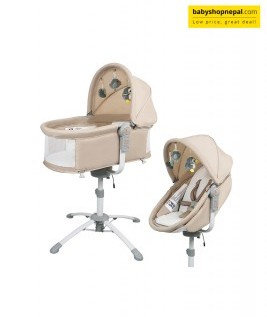 2-in-1 Foldable Baby Crib, Electric Swing, and Rocking Bassinet with Music 1