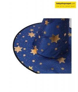 Blue Wizard & Witch Hat with Gold Stars | Pointed Triangle Birthday Party Hat for Costumes & Celebrations 3