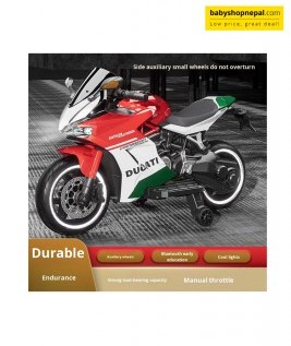 Electric Ducati Bike for Kids &ndash; Powerful 12V Ride-On Motorcycle | Stylish Kids' Electric Sports Bike With LED Lights and Bluetooth 4