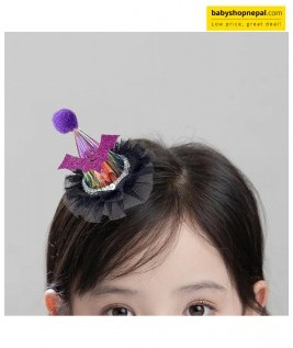 Halloween Mini Flower Hair Clip with Bat, Party Hat & Black Mesh Tulle | Cute Spooky Hair Accessory 4