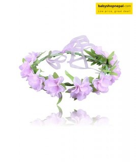 Purple Floral Wreath Hairband | Realistic Flower Crown Headband for Weddings, Parties, Festivals & Performances 3