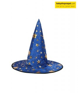 Blue Wizard & Witch Hat with Gold Stars | Pointed Triangle Birthday Party Hat for Costumes & Celebrations 1