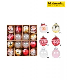Red, White & Gold Christmas Ball Ornament Set &ndash; Santa Faces & Glitter Designs 3