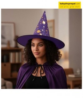 Purple Joker Witch Hat | Triangle-Shaped Birthday Celebration Hat for Costumes & Themed Parties 2