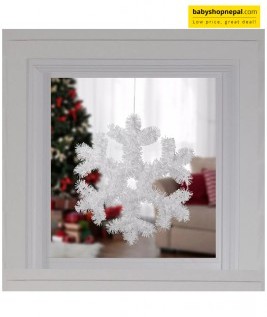 Tinsel White, Silver Snowflake Christmas Window Decoration-2