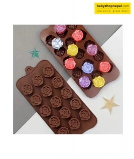 Silicone Mini Flower Shape Molds, 15 Cavity Rose Shaped Chocolate Moulds 8