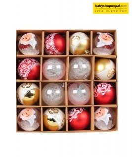 Red, White & Gold Christmas Ball Ornament Set &ndash; Santa Faces & Glitter Designs 5