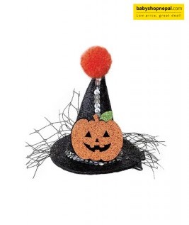 Halloween Mini Witch Hat Hair Clip with Pumpkin Design | Cute Hat-Shaped Halloween Hair Accessory 1