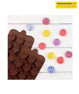 Silicone Mini Flower Shape Molds, 15 Cavity Rose Shaped Chocolate Moulds 4