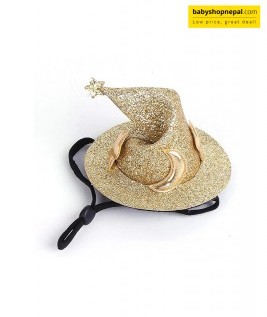 Gold Halloween Witch Hat Hair Clip for Kids | Star & Moon Hat-Shaped Hair Accessory 2