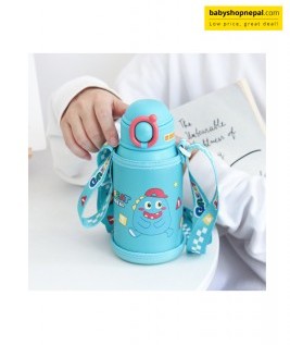WATER FLASK 600ML &ndash; Stainless Steel Kids&rsquo; Water Bottle with Straw, Strap & Push-Button Lid-2