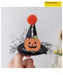Halloween Mini Witch Hat Hair Clip with Pumpkin Design | Cute Hat-Shaped Halloween Hair Accessory 2