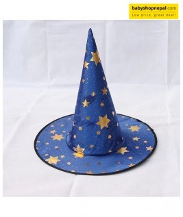 Blue Wizard & Witch Hat with Gold Stars | Pointed Triangle Birthday Party Hat for Costumes & Celebrations 5