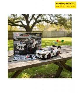 2-in-1 Transforming Building Block Toy &ndash; White Racing Car & Robot (211 Pieces) 4