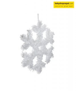 Tinsel White, Silver Snowflake Christmas Window Decoration 3