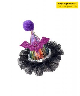 Halloween Mini Flower Hair Clip with Bat, Party Hat & Black Mesh Tulle | Cute Spooky Hair Accessory 2