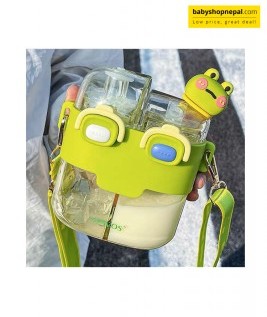 Giavos 530ml Cartoon Split-Compartment Water Bottle &ndash; Carry Water & Juice Together 1