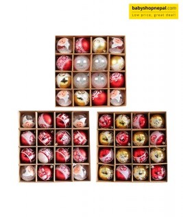 Red, White & Gold Christmas Ball Ornament Set &ndash; Santa Faces & Glitter Designs 4