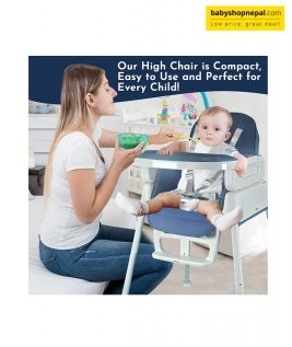 7-in-1 Convertible Baby High Chair &ndash; Adjustable Infant Feeding Chair w/ Booster Seat, Recline, Removable Tray, Machine-Washable Cushion, 5-Point Harness, Portable, Easy to Fold Baby Chair  3