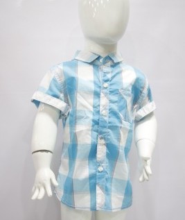 Blue White Check Half Shirt 1