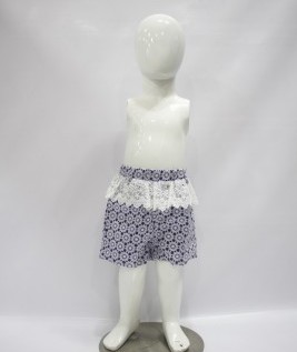 Blue Short with Decorative Waistline Shorts for Girls-1