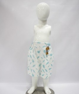 Feather Print White Shorts for Kids 1