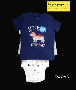 Carter's Three Piece Bodysuit, T-Shirt and Short Set Dog Printed 1