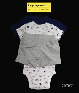 Carter's Three Piece Bodysuit, T-Shirt and Short Set Dog Printed 2