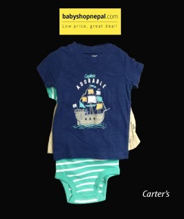 Carter's Three Piece Bodysuit, T-Shirt and Short Set Ship Printed-1