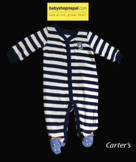 Carter's Full Sleeves Footed Romper Lining Blue 1