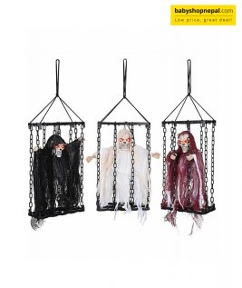  Halloween Skull Hanging Caged ( Chain Caged Skeleton )-1