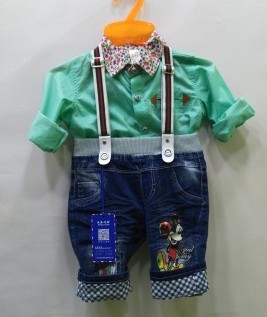 Mickey Mouse Printed Suspender Jeans Pants For Boys 1