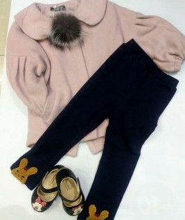 Peach Coat And Fur Leggings With Matching Shoes 1