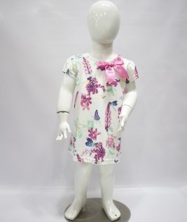 Flowers on White Body Frock