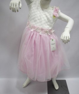 Flower Pattern Silk Dress with Pink Net Frock for Girls 1