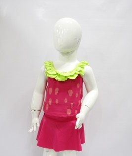Pink Swimming Costume with Skirt for Girls 1