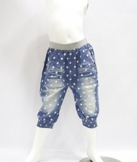 Quarter Pants for Girls Polka Dots Blue Jumpsuit 1