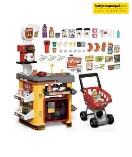 Supermarket Play Set With Shopping Cart Coffee Shop 54 Pieces, Kids Super Market Toy 9