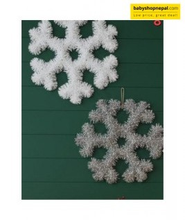 Tinsel White, Silver Snowflake Christmas Window Decoration-1