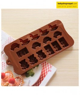 Cake Decor 15-Cavity Horse, Blocks, Teddy and Cars Shape Silicone Brown Chocolate Moulds, Ice Molds 4