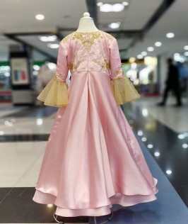 Hand Work Korean Silk Double Layer Baby Gown-2
