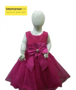 Pink Baby Frock With Pretty Bow-1