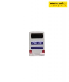 Back side of city police bus.