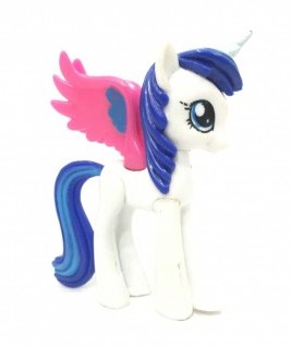 white and blue Pony (unicorn) with pink wings 