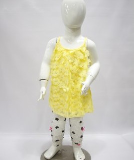Sleeveless Yellow T-Shirt and Leggings for Girls-1